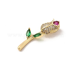 Brass Micro Pave Cubic Zirconia Pendants&nbsp;KK-D408-10KCG-02