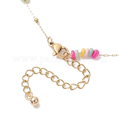 Dyed Disc Natural Shell Beaded 304 Stainless Steel Link Chain Necklaces&nbsp;NJEW-JN05448