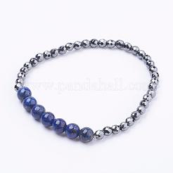 Faceted Non-Magnetic Synthetic Hematite Beads Stretch Bracelets&nbsp;BJEW-JB03265