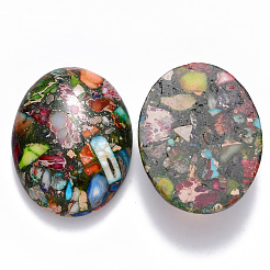 Synthetic Gold Line Imperial Jasper Cabochons&nbsp;G-R457-02D