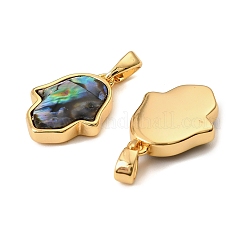 Natural Paua Shell Religion Hamsa Hand Pendants&nbsp;KK-G538-33G