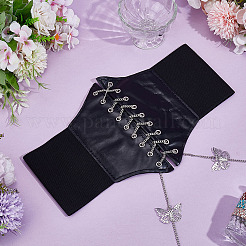 PU Leather Wide Elastic Corset Belts&nbsp;FIND-WH0199-335B