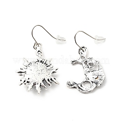 Resin Beaded Moon and Sun Asymmetrical Earrings&nbsp;EJEW-C036-01A