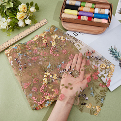 2 Yards Polyester Lace Embroidery Fabric&nbsp;DIY-CY0003-01B