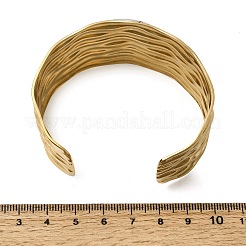 Hammered 304 Stainless Steel Cuff Bangles for Women&nbsp;BJEW-Z177-01GP-02