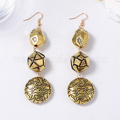 Alloy Flat Round and Nuggets Beads Dangle Earrings for Women&nbsp;WG4EBA5-01