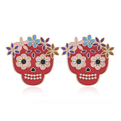 Halloween Skull Alloy Enamel Stud Earrings&nbsp;RR3201-2