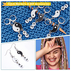 Yin Yang Alloy Enamel Pendant Locking Stitch Markers&nbsp;HJEW-AB00101