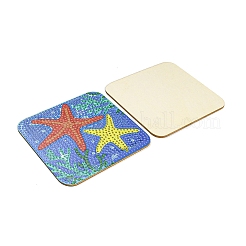 DIY Marine Animal Theme Diamond Painting Square Wood Cup Mat Kits&nbsp;DIY-H163-04