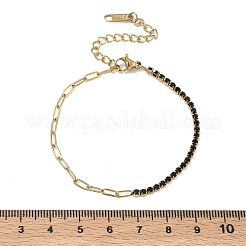 304 Stainless Steel Paperclip Chain & Rhinestone Cup Chains  Bracelets for Women&nbsp;BJEW-D456-06G-02