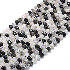 Natural Black Tourmalinated Quartz Beads Strands&nbsp;LS-G-P573-A62-01