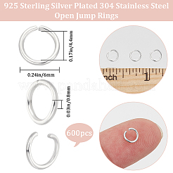 600Pcs 304 Stainless Steel Open Jump Rings&nbsp;STAS-BBC0008-81C