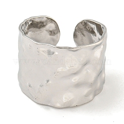 Non-Tarnish 304 Stainless Steel Hammered Open Cuff Ring&nbsp;RJEW-A043-08P