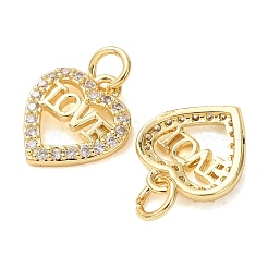 Valentine's Day Brass Micro Pave Clear Cubic Zirconia Charms&nbsp;CU-E003-17G-D