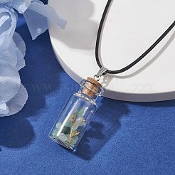 Glass Wish Bottle Pendant Necklace&nbsp;NJEW-JN04609-01