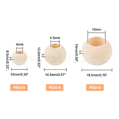 120Pcs 3 Style Natural Wood Beads&nbsp;WOOD-OC0001-92