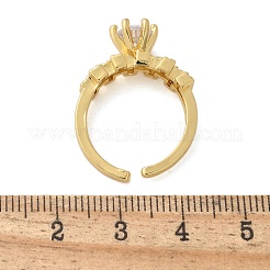 Round Brass Micro Pave Clear Cubic Zirconia Cuff Rings&nbsp;RJEW-C120-28G