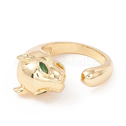 Yellow Green Cubic Zirconia Leopard Open Cuff Ring&nbsp;KK-E005-13G