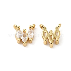 Rack Plating Brass Pave Cubic Zirconia V-shaped Charms&nbsp;KK-O142-35G
