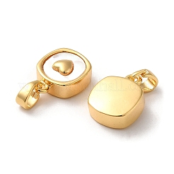 Brass Pave Shell Square Charms&nbsp;KK-P239-12G