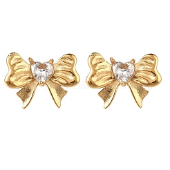 304 Stainless Steel Micro Pave Clear Cubic Zirconia Stud Earrings&nbsp;EJEW-I318-01G-01