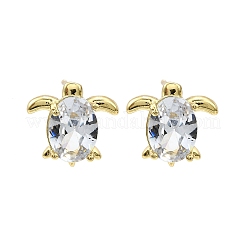Brass Micro Pave Clear Cubic Zirconia Stud Earrings&nbsp;EJEW-H157-03G-01