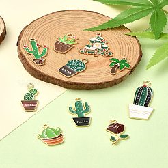 10Pcs 10 Styles Plant Alloy Enamel Pendants&nbsp;ENAM-YW0004-09