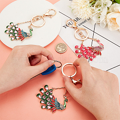 2Pcs 2 Colors Peacock Enamel Style Alloy Rhinestone Keychains&nbsp;KEYC-OC0001-37
