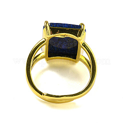 Rectangle Natural Gemstone Open Cuff Rings&nbsp;RJEW-C087-05G