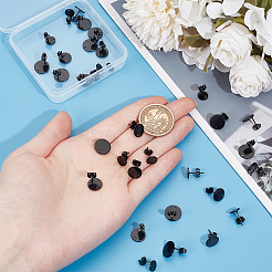 36Pcs 3 Size Flat Round 304 Stainless Steel Stud Earring Findings&nbsp;STAS-SP0001-59EB
