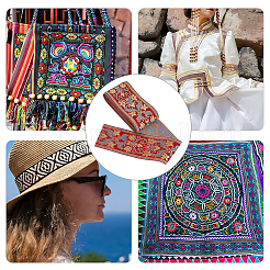 Ethnic Embroidery Polyester Flat Ribbons&nbsp;OCOR-WH0058-98D