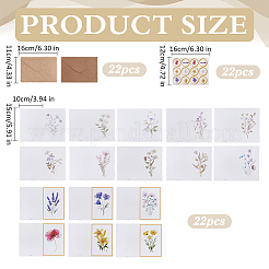 12Pcs Flower Paper Postcard with 12Pcs Rectangle Blank Kraft Paper Envelopes and 12Pcs Stickers Kits&nbsp;DIY-WR0005-62