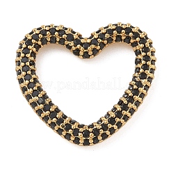 Rack Plating Brass Micro Pave Cubic Zirconia Heart Linking Rings&nbsp;KK-A234-005G