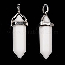 Bullet Imitation Jade Glass Pointed Pendants&nbsp;X-G-F295-01
