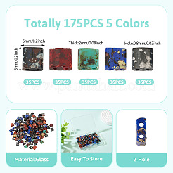 175Pcs 5 Colors 2-Hole Opaque Glass Seed Beads&nbsp;SEED-PJ0001-04A