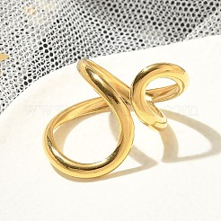Ion Plating(IP) 304 Stainless Steel Open Cuff Ring for Women&nbsp;RJEW-M025-02G