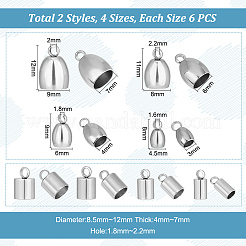48Pcs 8 Style 201 & 304 Stainless Steel Cord Ends&nbsp;STAS-UN0047-76