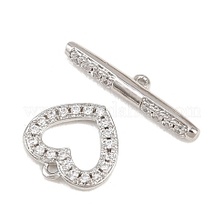 Heart Brass Micro Pave Clear Cubic Zirconia Toggle Clasps&nbsp;KK-G548-37P
