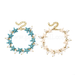 2Pcs 2 Colors Ocean Theme Round Shell Pearl Beads Charm Bracelets&nbsp;BJEW-JB14133
