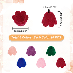 60Pcs 6 Colors Flocky Acrylic Beads&nbsp;MACR-PH0001-55