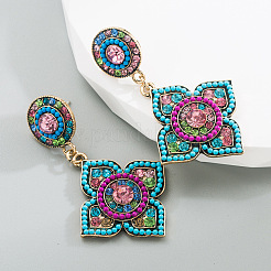 Bohemia Alloy Rhinestone Stud Dangle Earrings for Women&nbsp;WG793A0-01