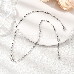 201 Stainless Steel Leaf Pendant 304 Stainless Steel Chain Necklaces&nbsp;NJEW-JN05674