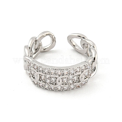 Chain Brass Micro Pave Clear Cubic Zirconia Open Cuff Rings&nbsp;RJEW-G309-36P