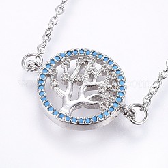 Brass Micro Pave Cubic Zirconia Pendant Necklaces&nbsp;NJEW-H486-14