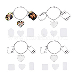 4Pcs 2 Styles DIY Blank Heat Transfer 304 Stainless Steel Curb Chains Bracelets Making Kits&nbsp;BJEW-PH01874
