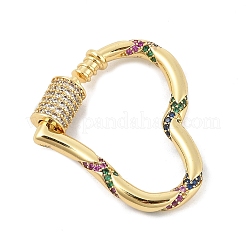 Brass Micro Pave Colorful Cubic Zirconia Keychain Clasps&nbsp;KK-P299-09A-G
