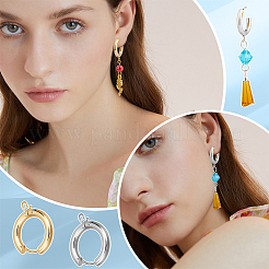 12Pcs 2 Colors 201 Stainless Steel Huggie Hoop Earring Findings&nbsp;STAS-DC0015-45