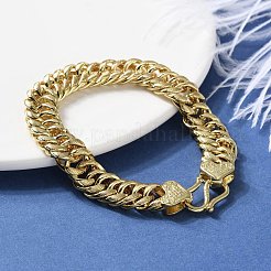 Brass Cuban Chain Bracelets for Women Men&nbsp;BJEW-R016-01G-01