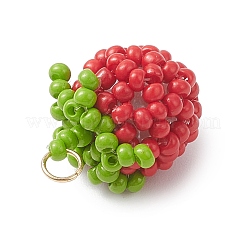 Glass Seed Beaded Tomato Pendants&nbsp;PALLOY-MZ01081-04