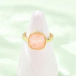 Natural Rose Quartz Finger Rings with Brass Findings&nbsp;G-H353-04G-06
